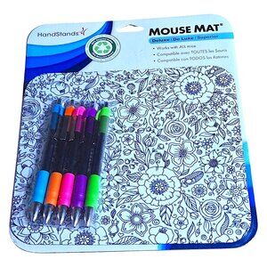 Handstands Deluxe Mouse Mat Color Me Wildflower Mouse Pad with 5 Hybrid-Gel Pens